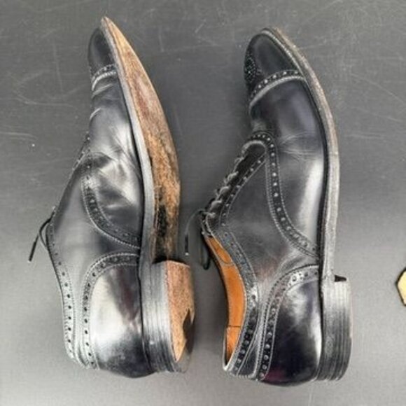 Alden Wright Shop 909 Black Leather Medallion Cap Toe Oxfords Sz 10.5 AA/B VTG main image 11